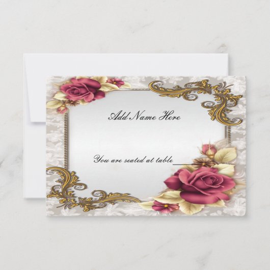 Elegante Rode Rozen Tafelplaatskaart Kaart (Voorkant)