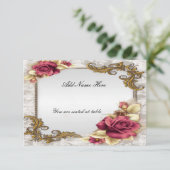 Elegante Rode Rozen Tafelplaatskaart Kaart (Staand voorkant)