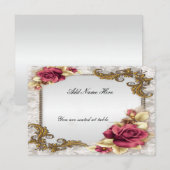 Elegante Rode Rozen Tafelplaatskaart Kaart (Voorkant / Achterkant)
