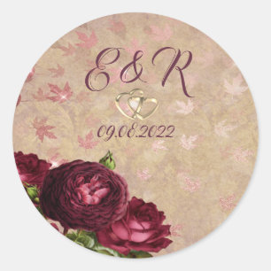 Elegante rode rozen vallende bladeren ronde sticker