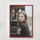 Elegante rode script coquette afstudeerfeest foto kaart (Achterkant)