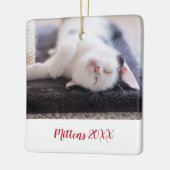Elegante rode script huisdier kat foto modern keramisch ornament (Links)