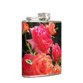 Elegante rode sinaasappel koraal rozen roos tuin heupfles (Rechts)