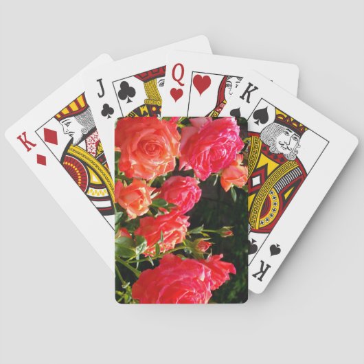 Elegante rode sinaasappel koraal rozen roos tuin speelkaarten (Achterkant)