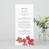 Elegante rode Sinaasappel val bladeren bruiloft Menu (Staand voorkant)