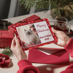 Elegante rode sterren vakantiefoto feestdagenkaart