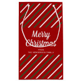 Elegante rode strepen kerst klein cadeauzakje (Achterkant)