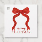 Elegante Rode Strik Kerstfeest -  Bedankjes Labels (Voorkant)