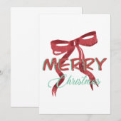 Elegante Rode Strik Kerstkaart Kaart (Voorkant / Achterkant)