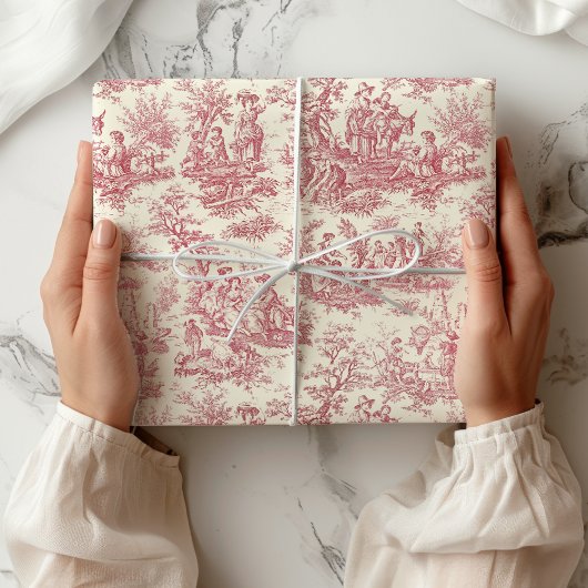 Elegante rode toile de jouy cadeaupapier