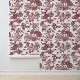Elegante Rode Toile Fox Forest Dieren Behang