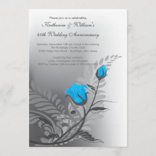 Elegante rode turquoise jubileum uitnodiging
