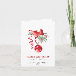 Elegante Rode Versiering Prettig Kerstfeest Groet Feestdagen Kaart