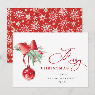 Elegante Rode Versiering Prettig Kerstfeest Groet Feestdagenkaart