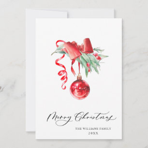 Elegante Rode Versiering Prettig Kerstfeest Groet Feestdagenkaart