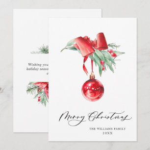 Elegante Rode Versiering Prettig Kerstfeest Groet Feestdagenkaart