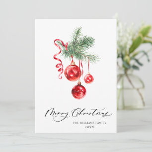 Elegante Rode Versiering Prettig Kerstfeest Groet Feestdagenkaart