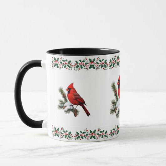 Elegante rode vogel kardinaal vakantie Kerstmis Mok (Links)