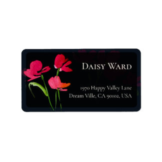 Elegante rode waterverf bloem adressenlabels etiket