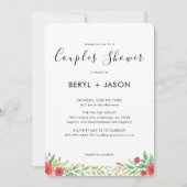 Elegante Rode Waterverf Bloemenkraam voor koppels Kaart (Voorkant)