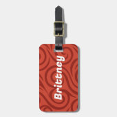 Elegante rode wervelingen bagagelabel (Voorkant verticaal)