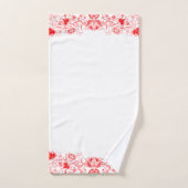 Elegante rode wervelingen bloemrand bad handdoek (Handdoek)