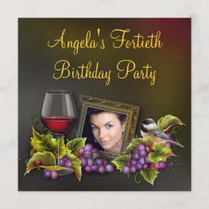 Elegante rode wijn vrouwen foto verjaardagsfeestje kaart