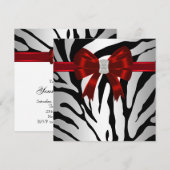 Elegante rode zebra feest uitnodiging (Voorkant / Achterkant)