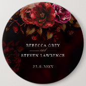 Elegante rode zwarte bloemen Trouwen romantische m Ronde Button 6,0 Cm (Voorkant)