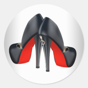 Elegante rode zwarte hoge hak schoenstickers ronde sticker