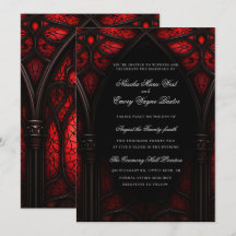 Elegante Rode & Zwarte Kathedraal Gotische Trouwda