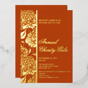 Elegante Roest Botanisch Liefdadigheidsevenement G Folie Uitnodiging