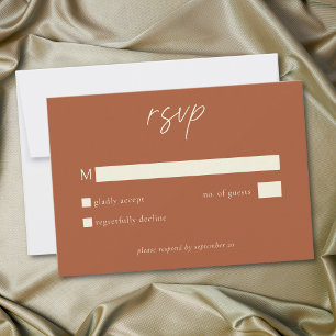 Elegante Roest Terracotta Minimalistische Trouwdag RSVP Kaartje