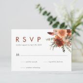 Elegante Roest Waterverf Bloem Bruiloft RSVP (Staand voorkant)