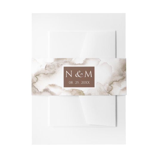 Elegante Roest Waterverf Monogrammed Bruiloft Uitnodigingen Wikkel (Voorkant Voorbeeld)