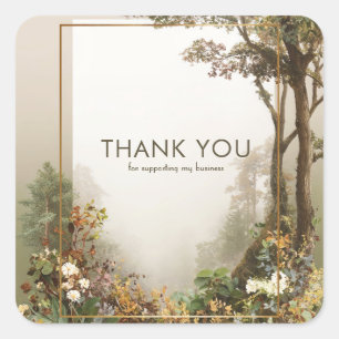 Elegante Roestige Herfst Bos Gouden Lijst Vierkante Sticker