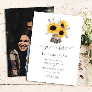 Elegante roestige zonnebloemen boomstam bloem foto save the date