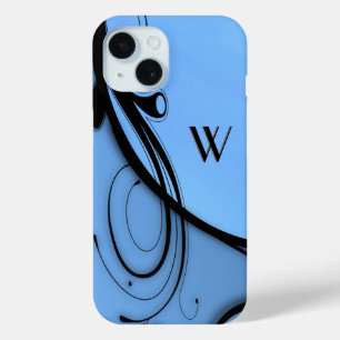 Elegante rol op blauwe monogram of initiaal