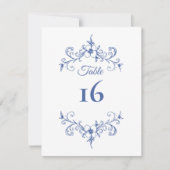 Elegante  Romance Blauwe Trouwtafel Nummer (Voorkant)