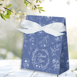 Elegante Romance Dusty Blue Floral Wedding Bedankdoosjes