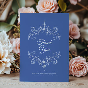 Elegante Romance Dusty Blue Floral Wedding Bedankkaart