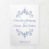 Elegante  Romance Dusty Blue Floral Wedding Drieluik Programma (Cover)
