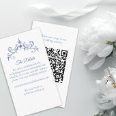 Elegante Romance Dusty Blue QR Code Wedding Informatiekaartje