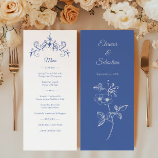Elegante  Romance Dusty Blue Wedding Menu