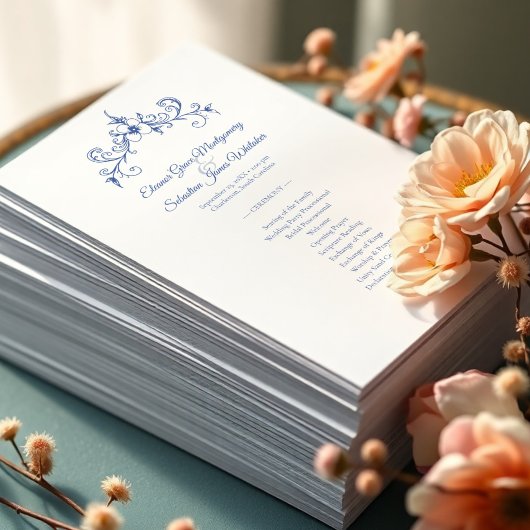 Elegante  Romance Dusty Blue Wedding Program