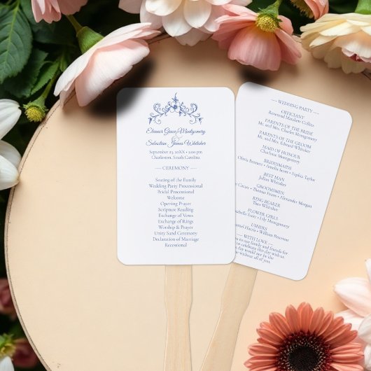 Elegante  Romance Dusty Blue Wedding Program Handwaaier