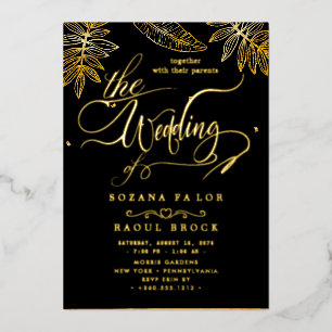 Elegante Romance Roos Gold Foil Wedding Folie Uitnodiging