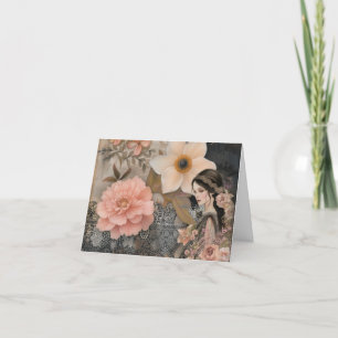 Elegante romantische Abstracte kunst Blank Note Ka Feestdagen Kaart