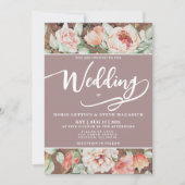 Elegante romantische bloemen bruiloft uitnodiging (Voorkant)