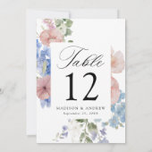 Elegante Romantische Bloemen Trouwtafel Kaart (Achterkant)